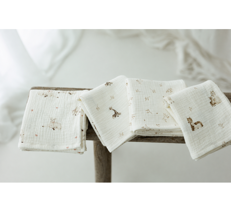 Pieluszka muślinowa z bawełny organicznej 60x65 - little sheeps - MY MEMI