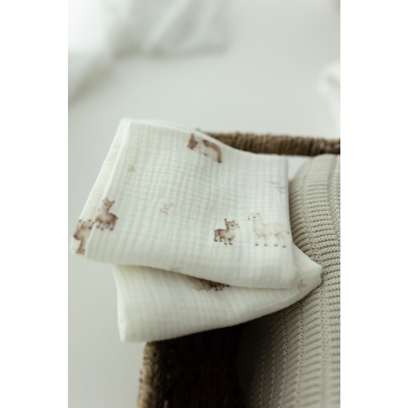 Bio Baumwolle Musselin Wickel 100x100 - alpacas - MY MEMI
