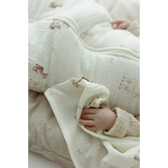 Organic cotton muslin baby sleeping bag 0 - 5 months 2.5 TOG - alpacas - MY MEMI