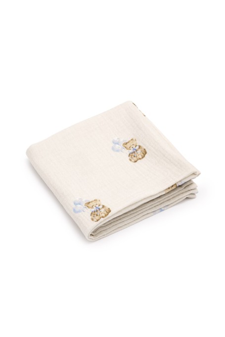 Pieluszka muślinowa z bawełny organicznej 60x65 - teddy