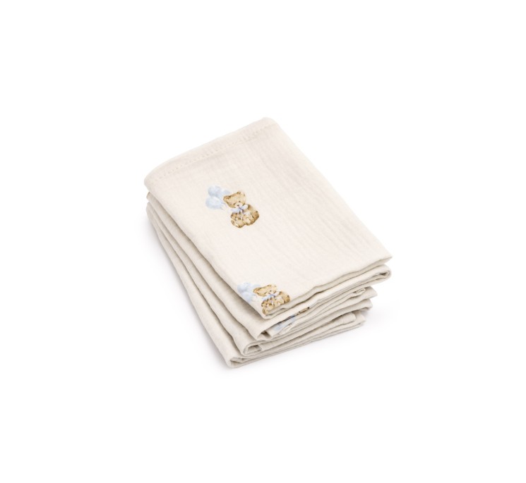 4er-Pack Bio Baumwolle Musselin Windeln 35x35 - teddy - MY MEMI
