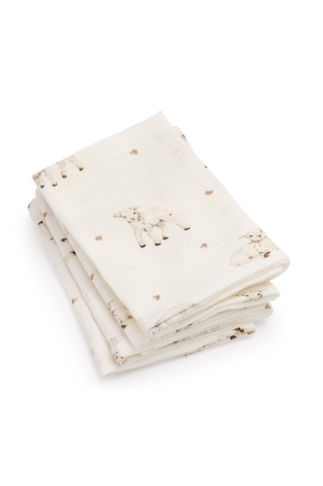 4er-Pack Bio Baumwolle Musselin Windeln 35x35 - little sheeps - MY MEMI