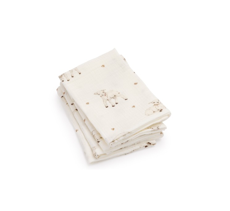4er-Pack Bio Baumwolle Musselin Windeln 35x35 - little sheeps - MY MEMI