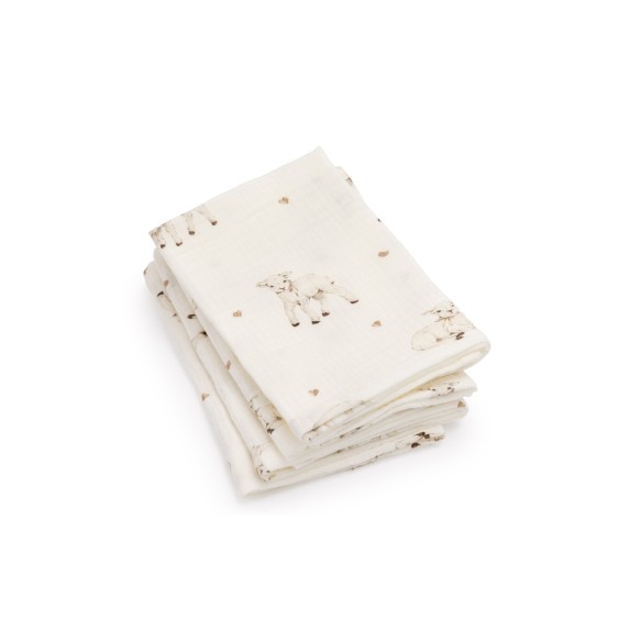 4er-Pack Bio Baumwolle Musselin Windeln 35x35 - little sheeps - MY MEMI