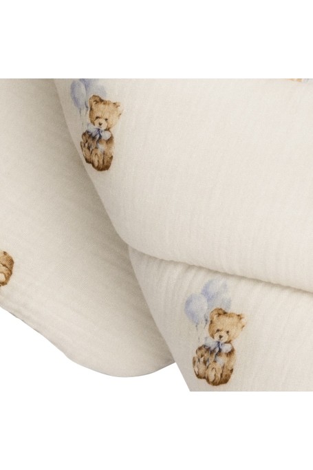 2w1 rożek/kołderka z organicznego muślinu - teddy - MY MEMI 2