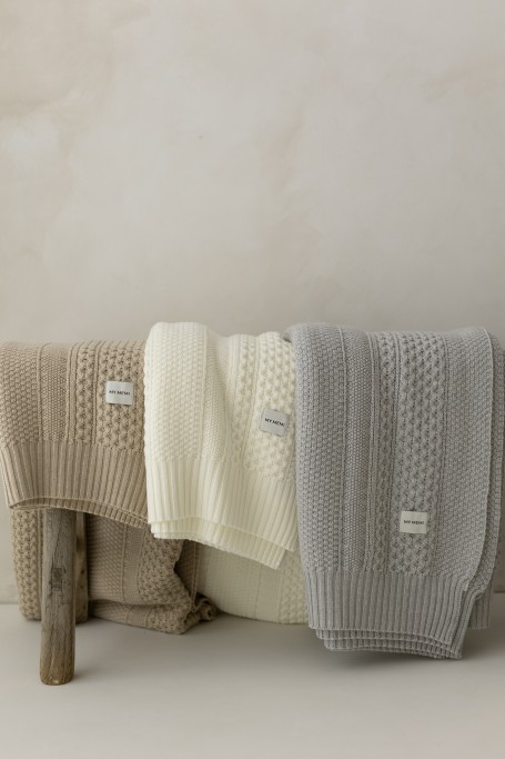 Koc ze 100% wełny merino light grey Vero - premium collection 2