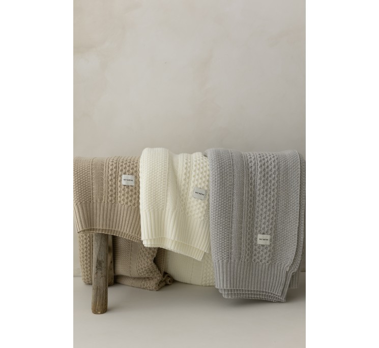 Decke aus 100% Merinowolle Light Grey Vero - Premium Collection - MY MEMI