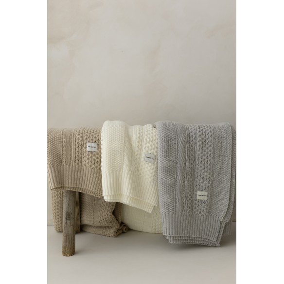 Decke aus 100% Merinowolle Light Grey Vero - Premium Collection - MY MEMI