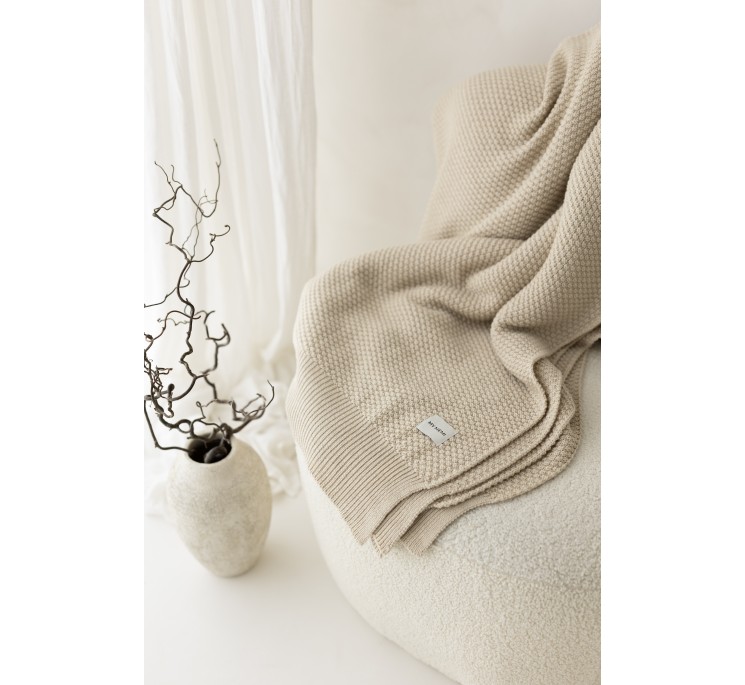 Koc ze 100% wełny merino warm beige Classic - premium collection - MY MEMI