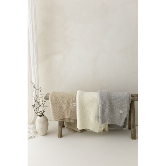 Koc ze 100% wełny merino warm beige Classic - premium collection