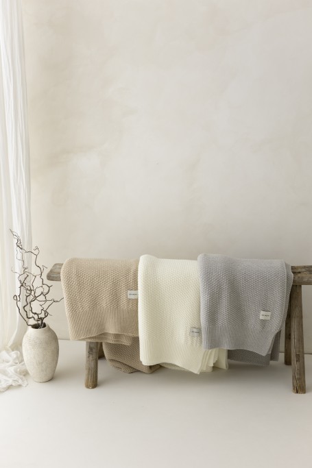 Decke aus 100% Merinowolle Cream Classic - Premium Collection - MY MEMI 2