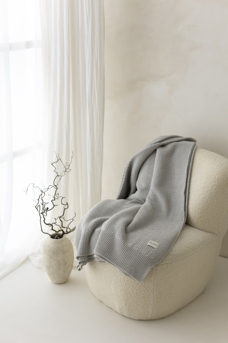 Decke aus 100% Merinowolle Light Grey Classic - Premium Collection - MY MEMI