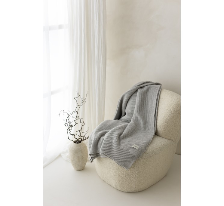 Decke aus 100% Merinowolle Light Grey Classic - Premium Collection - MY MEMI