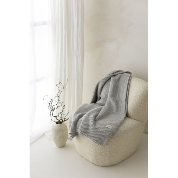 Koc ze 100% wełny merino light grey Classic - premium collection