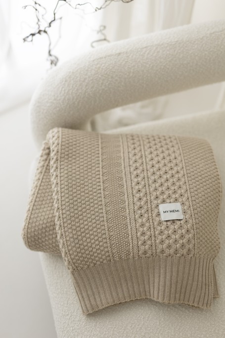 Koc ze 100% wełny merino warm beige Vero - premium collection