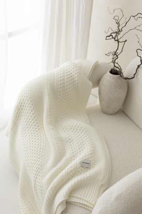 Koc ze 100% wełny merino cream Vero - premium collection