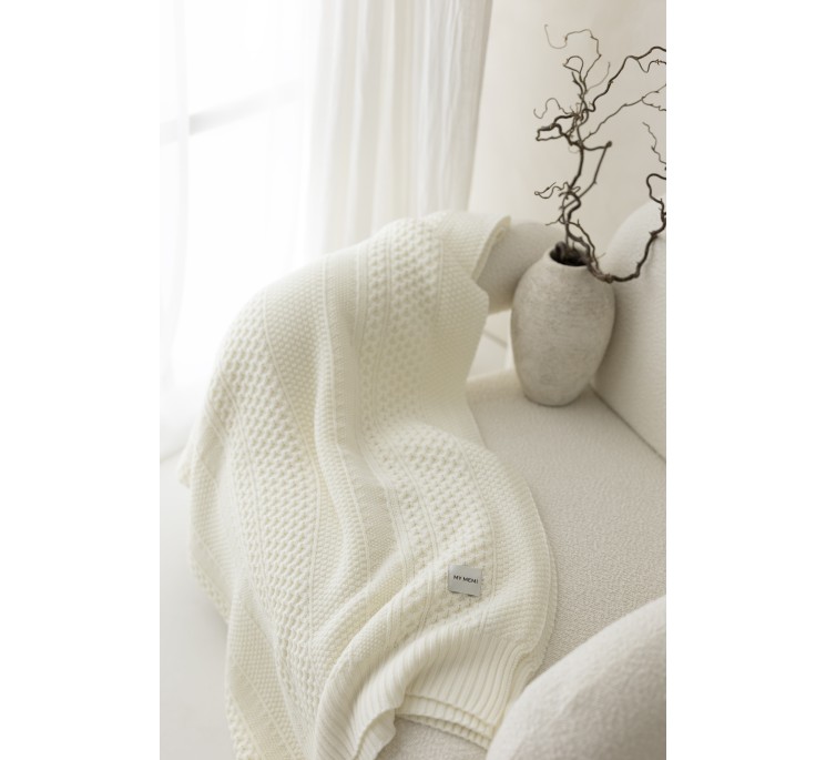 Decke aus 100% Merinowolle Cream Vero - Premium Collection - MY MEMI