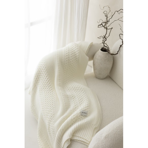 Koc ze 100% wełny merino cream Vero - premium collection - MY MEMI