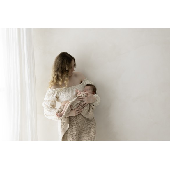 Koc ze 100% wełny merino warm beige Fjord - premium collection