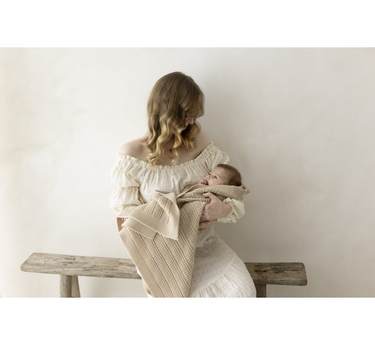 Babydecke aus 100% Merinowolle Warm Beige Fjord – Premium Collection - MY MEMI