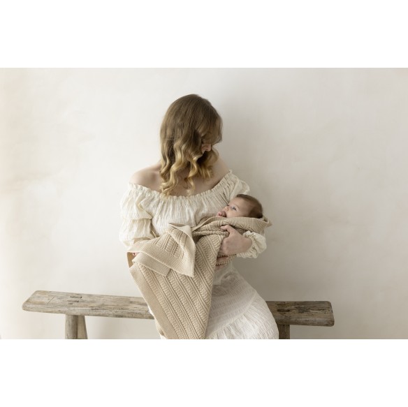 Babydecke aus 100% Merinowolle Warm Beige Fjord – Premium Collection - MY MEMI