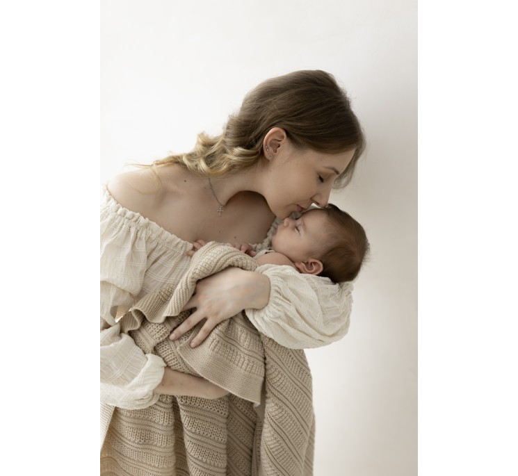 Babydecke aus 100% Merinowolle Warm Beige Fjord – Premium Collection - MY MEMI