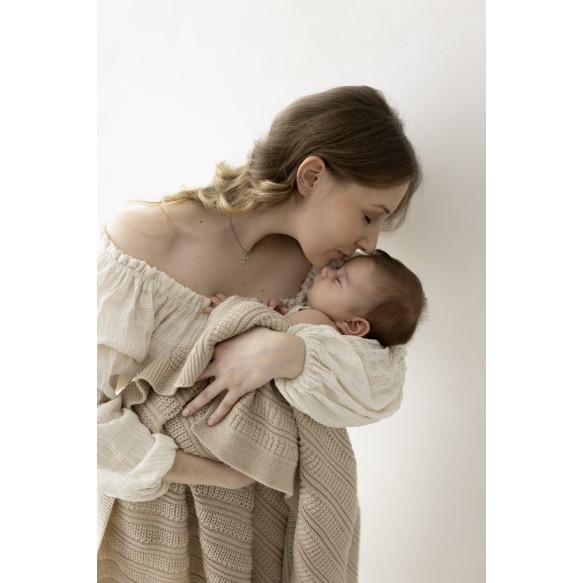 Babydecke aus 100% Merinowolle Warm Beige Fjord – Premium Collection - MY MEMI