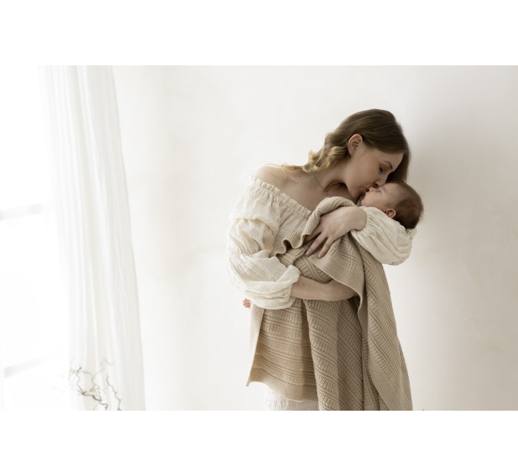Babydecke aus 100% Merinowolle Warm Beige Fjord – Premium Collection - MY MEMI