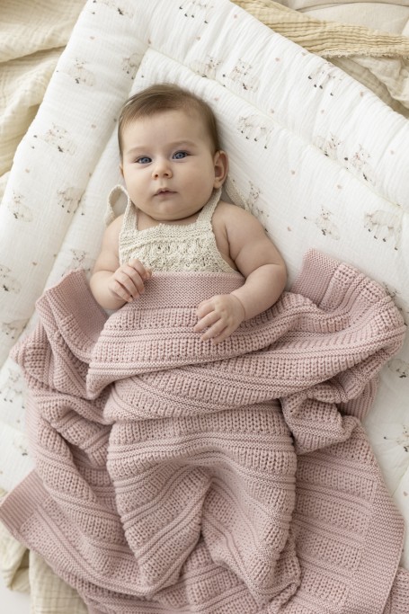Koc ze 100% wełny merino powder pink Fjord - premium collection 2