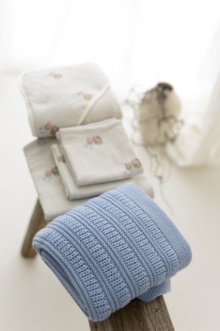 Babydecke aus 100% Merinowolle Baby Blue Fjord – Premium Collection - MY MEMI 2