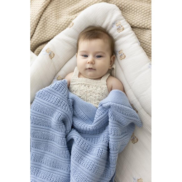 Babydecke aus 100% Merinowolle Baby Blue Fjord – Premium Collection - MY MEMI