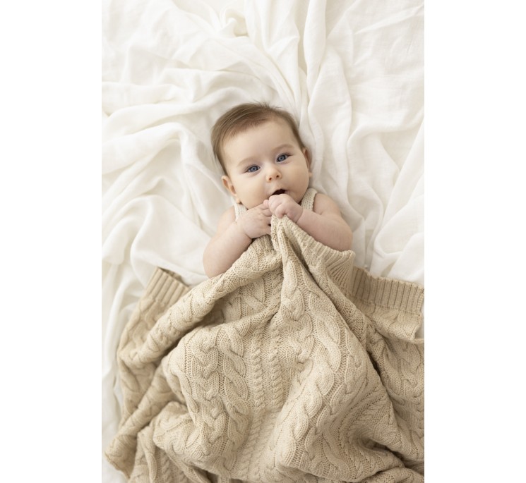 Braided Merino Wool Blanket Beige | Braided Blankets | Wollen Accessories