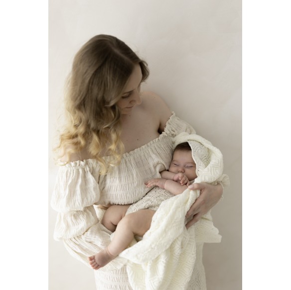 Kocyk ze 100% wełny merino cream (śmietankowy)  Pearl - premium collection - MY MEMI