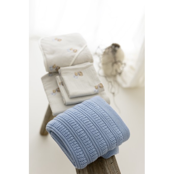Otulacz muślinowy z bawełny organicznej 100x100 - teddy