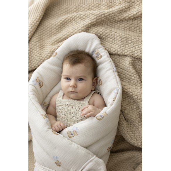 2w1 rożek/kołderka z organicznego muślinu - teddy - MY MEMI