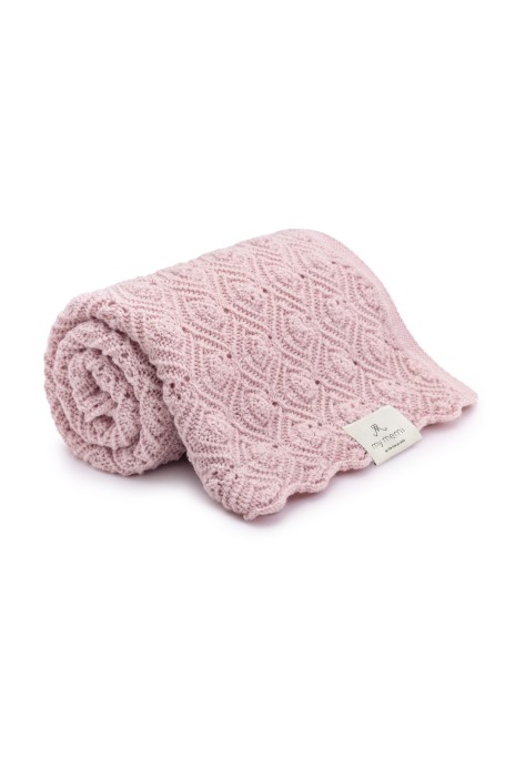 Kocyk ze 100% wełny merino powder pink Pearl - premium collection