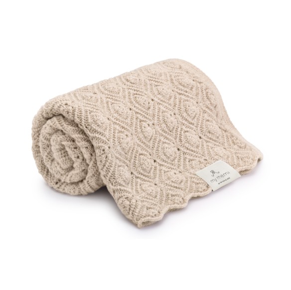 Kocyk ze 100% wełny merino warm beige Pearl - premium collection