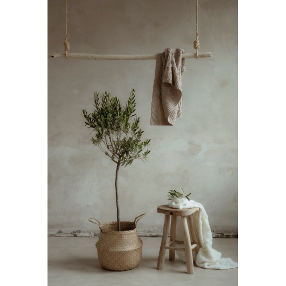 Kocyk ze 100% wełny merino warm beige Pearl - premium collection