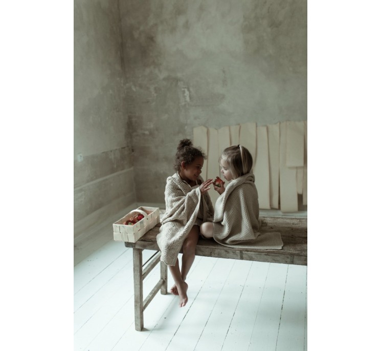 Kocyk ze 100% wełny merino warm beige Pearl - premium collection