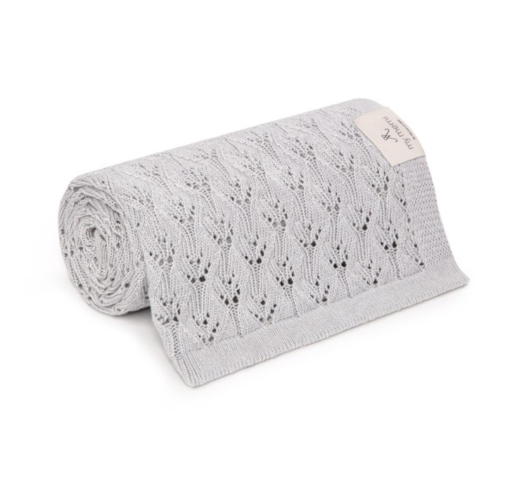 Ażurowy kocyk bambusowy 80x100 light grey