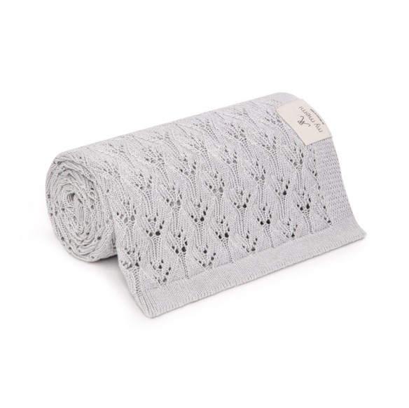 Ażurowy kocyk bambusowy 80x100 light grey