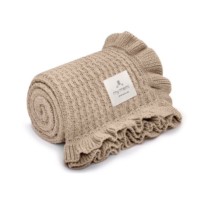 Kocyk bambusowy z falbanką 85x105 beige