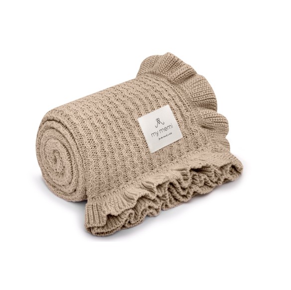 Kocyk bambusowy z falbanką 85x105 beige