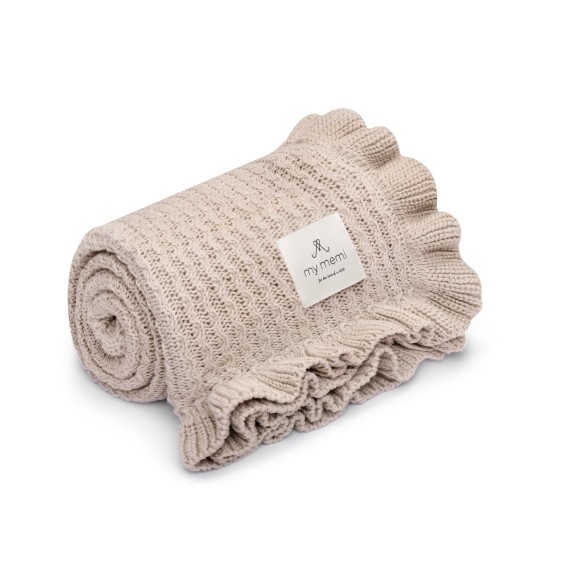 Kocyk bambusowy z falbanką 85x105 light beige