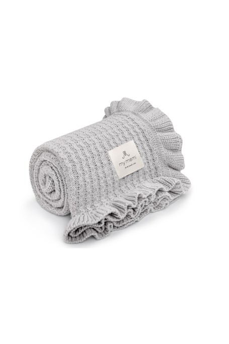 Kocyk bambusowy z falbanką 85x105 light grey