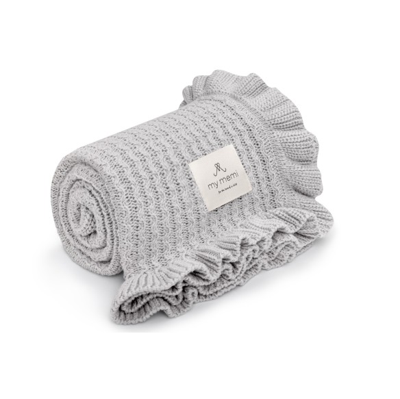 Kocyk bambusowy z falbanką 85x105 light grey