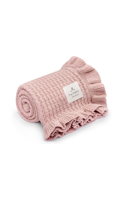 Kocyk bambusowy z falbanką 85x105 powder pink