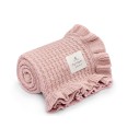 Kocyk bambusowy z falbanką 85x105 powder pink