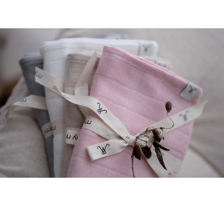 Bambusowa pieluszka muślinowa 65x65 powder pink