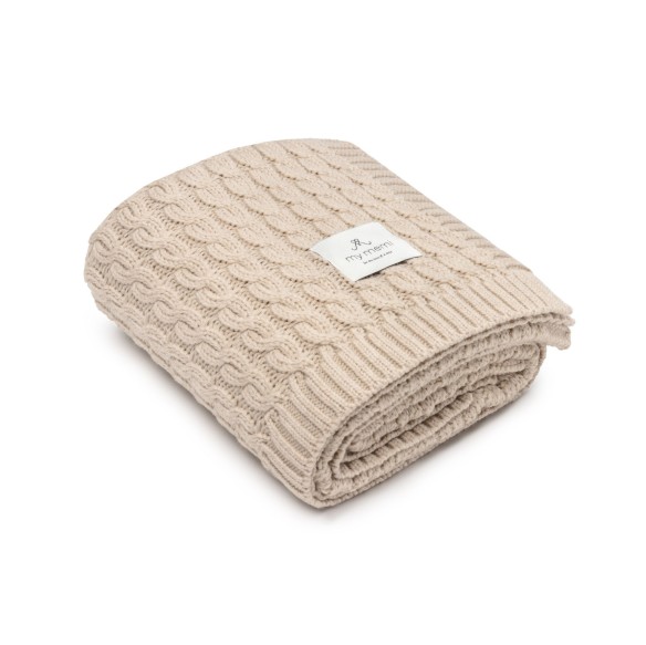 Ciepły kocyk ze 100% wełny merino warm beige - premium collection